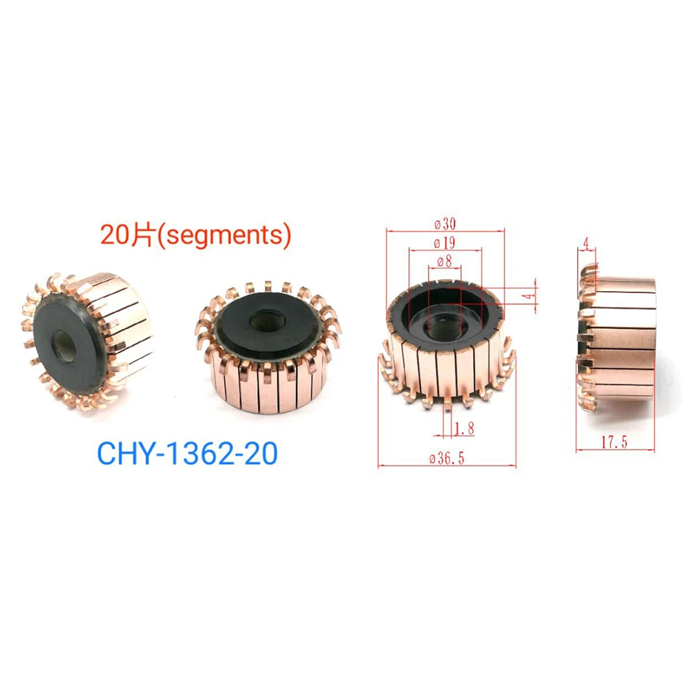 

Car Commutator Motor Commutator 1PC 20P Teeth 8x30x17.5（17.5）Mm Copper Hook Type Copper Tone/Black Replacement