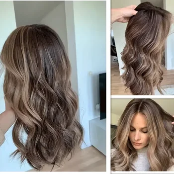 26inch 180% Soft Highlight Brown Body Wave 5x5 Silk Base Jewish Human Hair Wig With Baby Hair HD Lace European Hair Preplucked