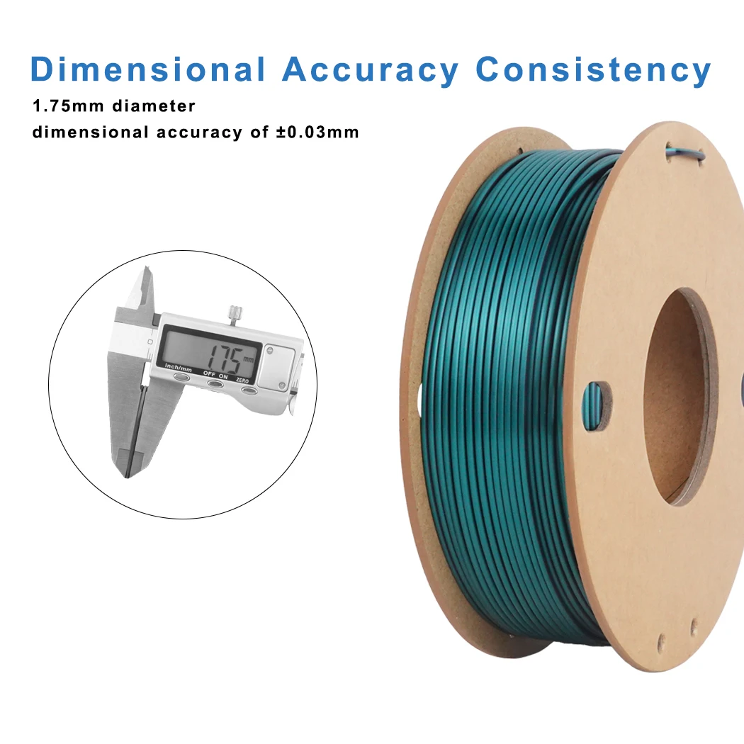 PLA 필라멘트 1.75mm, 실크 PLA 3D 프린터 필라멘트 듀얼 컬러 필라멘트 블랙 그린 PLA 필라멘트 2 in 1 공압출, 3D 프린팅 필라멘트