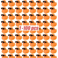 1-100pc Mini Orange Rubber Ducks Set in Bulk with Sunglasses Float Squeak Tiny  Rubber Duck Toy for Kids Party Birthday Supplies 1