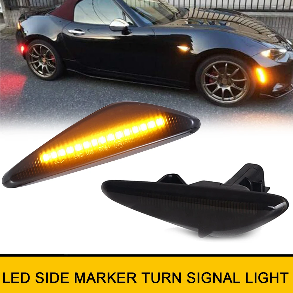 

2x Sequential Blinker Side Marker LED Turn Signal Lights For Mazda RX-8 MX-5 Miata 5 Premacy CW 6 Atenza GH Fiat 124 Spider