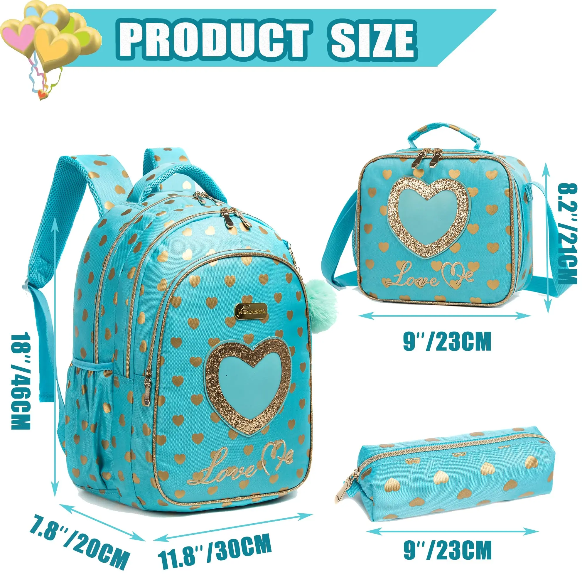 School Backpacks for Girls Backpack with Lunch Bag Pencil Case Elementary Primary Backpack for Teen Girls 2