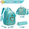 School Backpacks for Girls Backpack with Lunch Bag Pencil Case Elementary Primary Backpack for Teen Girls 2