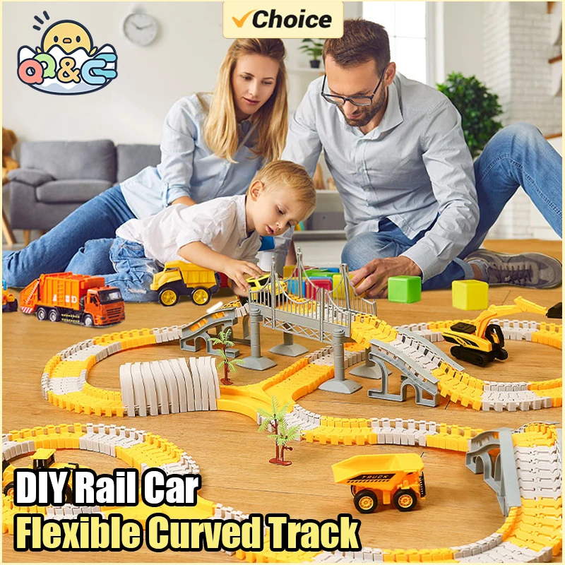 Flexible Curved Rail Track Sets Toy Train Play Game