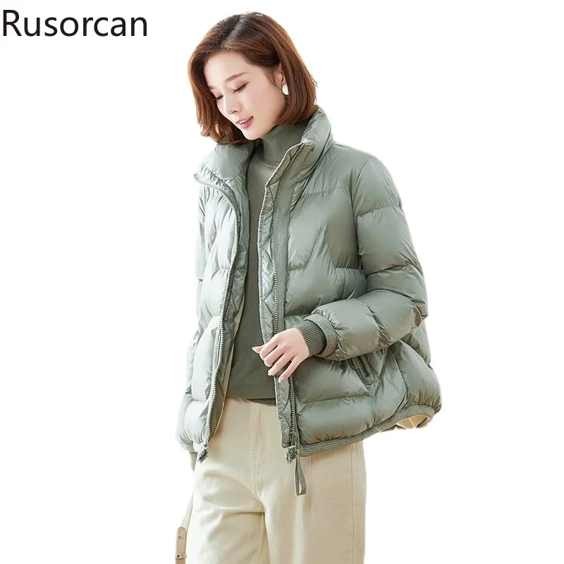 

High Quality Duck Down Jacket Winter Fashion Women's 2023new Solid Color Simple Loose Thickened Down Jacket Version Bread Jacket