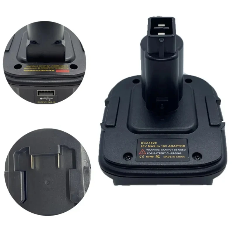 Dca1820 Batterie adapter Konverter für dewalt 18V Werkzeuge 20V max Lithium-Ionen-Batterie Power Bank Funktion USB – Detail 4