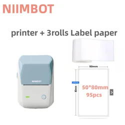 Premium Portable Handheld Thermal Label Printer for Barcodes and QR Codes (Blue 3rolls 5080)