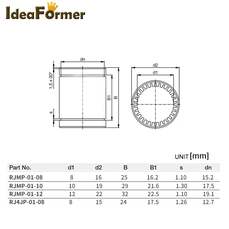 4 pçs RJMP-01 rj4jp rolamentos lineares de