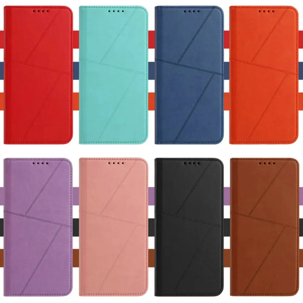 Leather Texture Wallet Case with Magnetic Flip Cover in Elegant Design