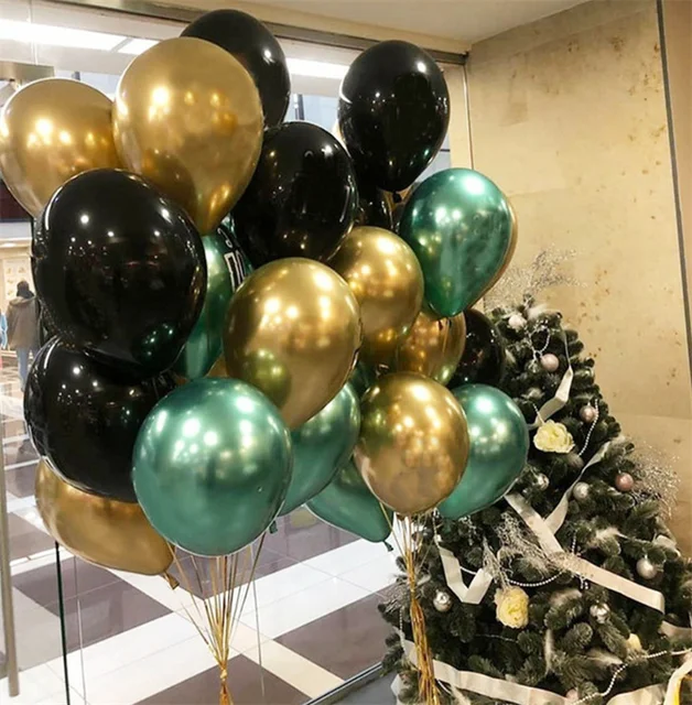 Blanc or noir - Ballons en Latex avec perles12 pouces, décor de