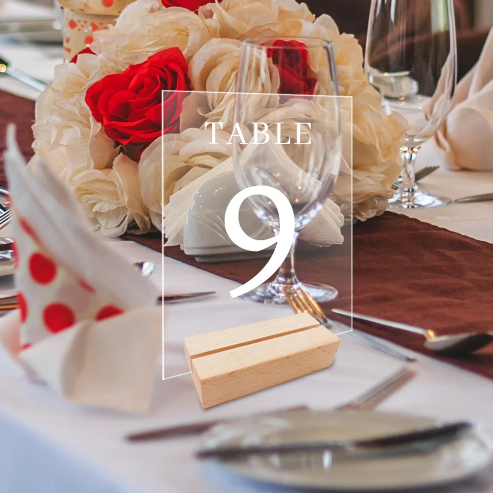 1Set Acrylic Clear Table Place Card Wooden Holders Wedding Table Sign Numbers Menu Display Frame Banquet Party place card holders
