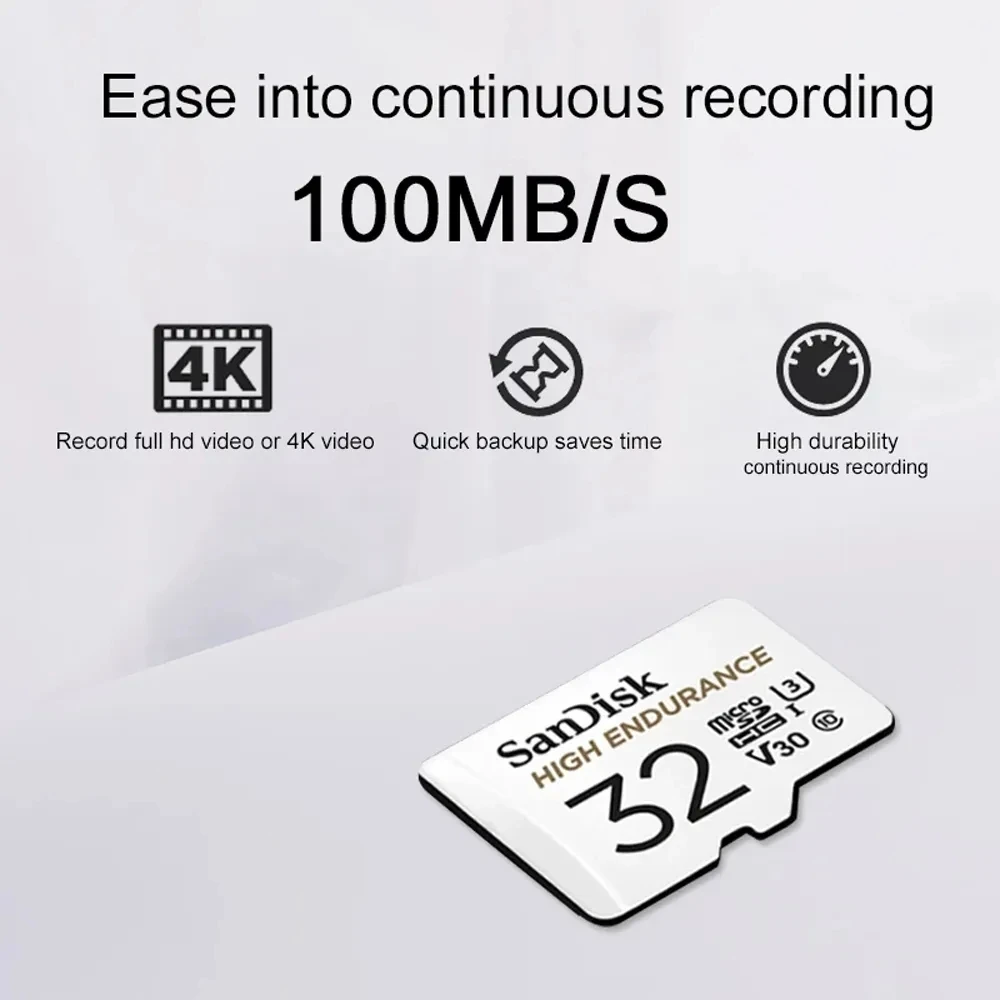 SanDisk 4K 풀 HD 비디오 마이크로 SDXC 카드, 걱정 없는 연속 녹화 메모리 카드, 대시 캠 홈 모니터용
