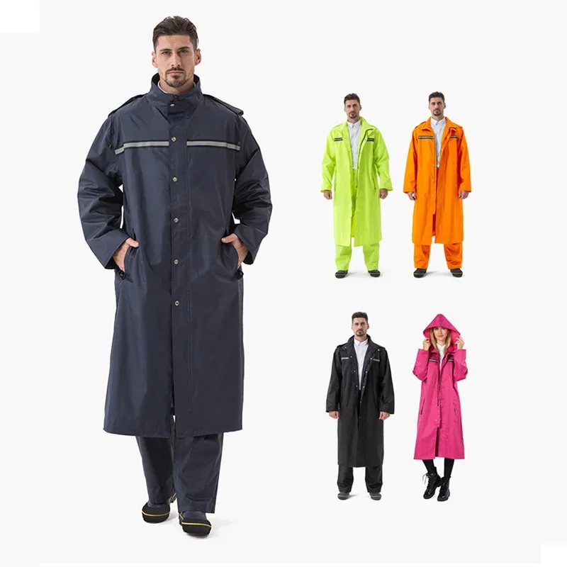 Thickened Oxford Cloth Long Raincoat Men's Adult Reflective Raincoat Outdoor Single-Step Labor Protection One-Piece