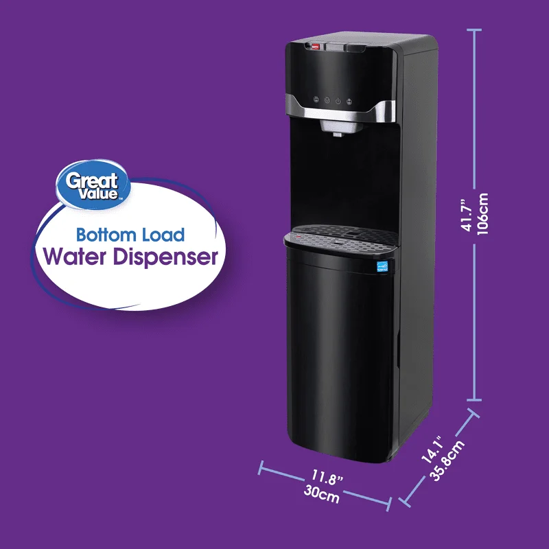Bottom Loading Hot/Cold/Room Temp. Water Dispenser, Black Water Cooler