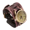 Men'S Cool Worn Wide Cuff Leather Watch Band Watch Retro Punk Style Men'S Stainless Steel Quartz Watch Relogios Masculino 2