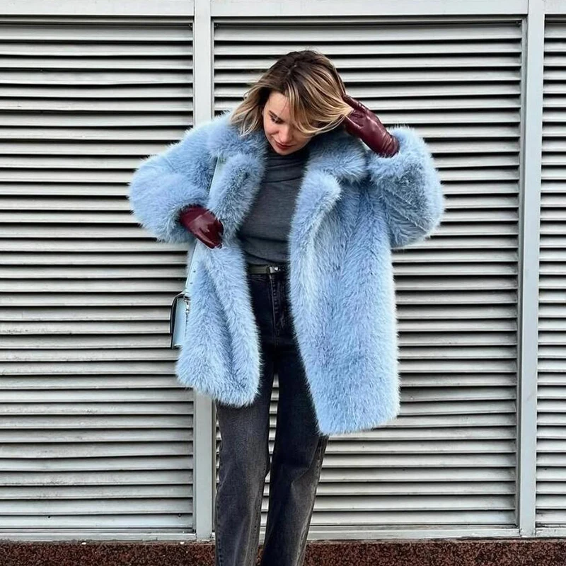 baby blue fur coat