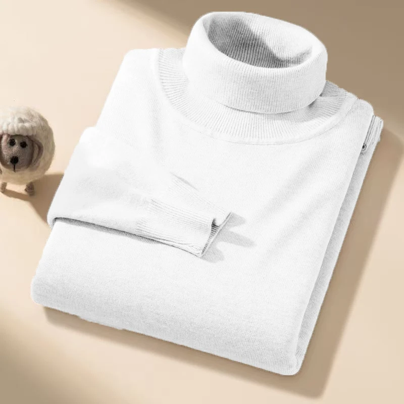 Animal Game Lange kalte Bluse für Herren, lässiger Rollkragenpullover, warme Strickwaren, dicke Oberbekleidung, warme, schwere Streetwear – Detail 5