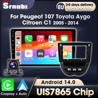 Systèmes intelligents pour voitures Srnubi 2026 pour Peugeot 107 Toyota Aygo Citroën C1 2005-2014 Navigation Écran Carplay Android Auto 1