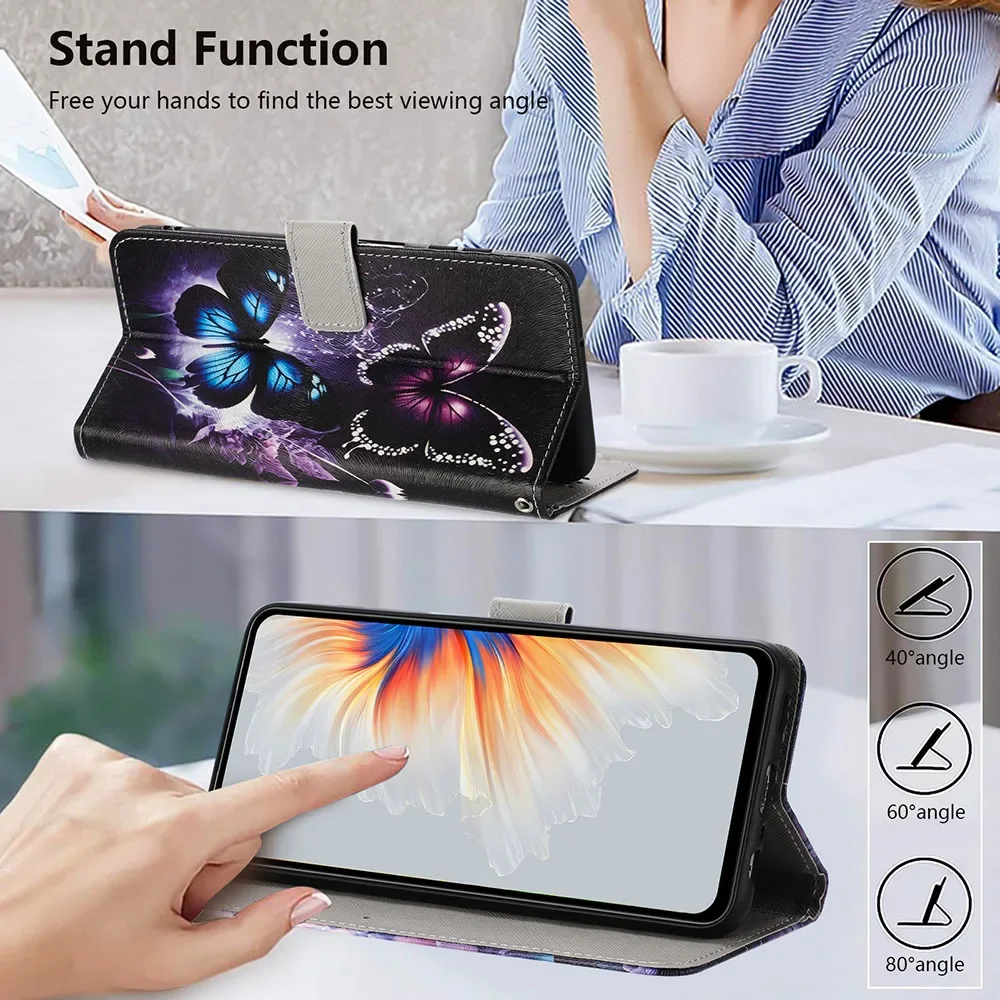 Butterfly Flower Flip Wallet Leather Cover
