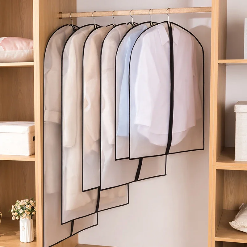 Clothes Storage Bag Clothing Dust Cover Garment Covers Wedding Dress Dust Cover Clothes Dust Bag Transparent Washable Hanging Wardrobe Jacket Suit Protective Cover