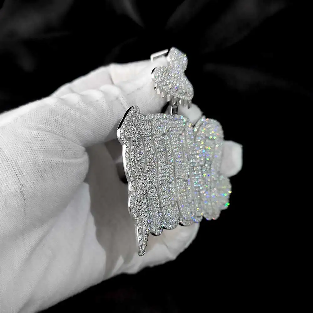Personalize Custom Hip Hop Pendant 925 Sterling Silver Moissanite Vvs Diamond Letter Pendant Mossanite Letter custom pendant