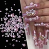 50/100/200Pcs Grey Pink Pearl Shape Nail Art Decorations 3D Flat Back Nail Charms For Art Flatback Beads DIY Nail Accessories 2
