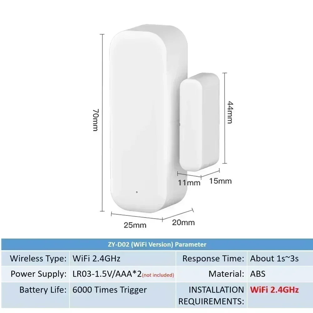 Door and window sensor Tuya WiFi Door Sensor Window Sensor Smart Home Wireless Door Detector Smart Life APP Remote Control for Alexa Google Home