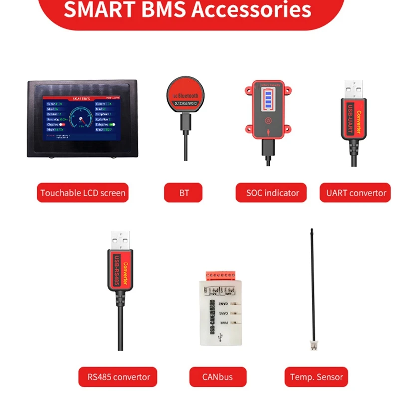 2X BMS USB- UART Communication Protocol To PC For Lifepo4 Li-Ion NCM LTO Battery 4S To 32S Daly Smart BMS UART Cable