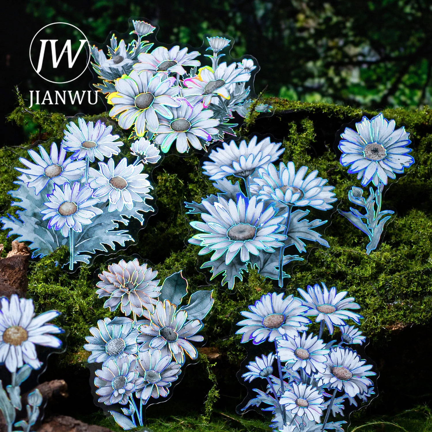 

JIANWU 20 Sheets Sleeping Flower Series Vintagematerial Decor PET Sticker Creative DIY Journal Collage Stationery