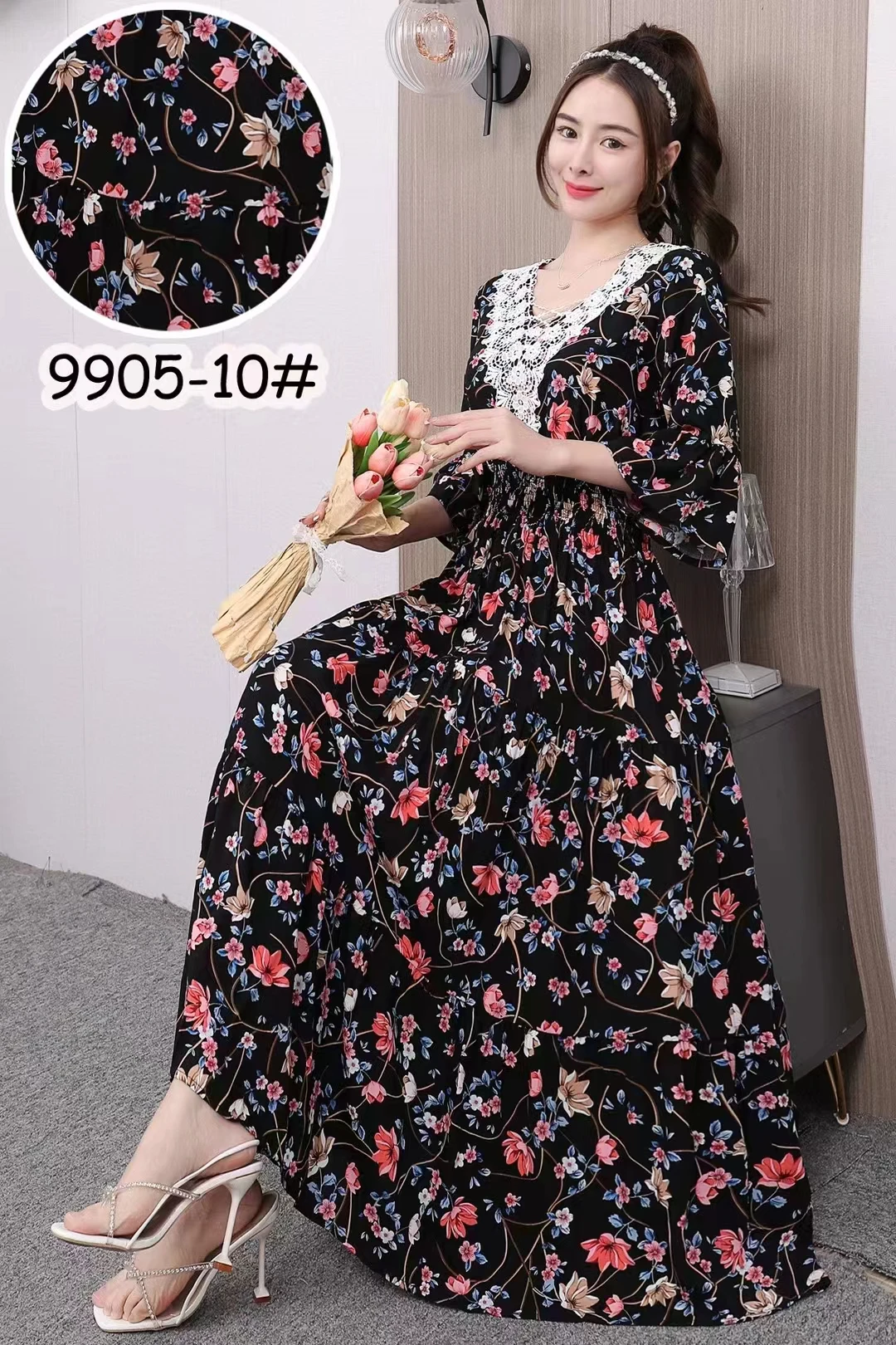 Vestido Feminino Para Mujer Maxi Long Lace Dress for Women 2023 Prom Summer Indian Clothes Robe Bohemian Floral Korean Casual