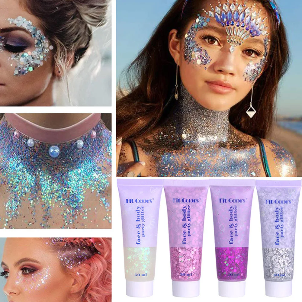 

50ml Eye Makeup Mermaid Sequins Gel Holographic Sequins Glitter Diamond Eyeshadow Makeup Festival Party Face Makeup Gel Sequins
