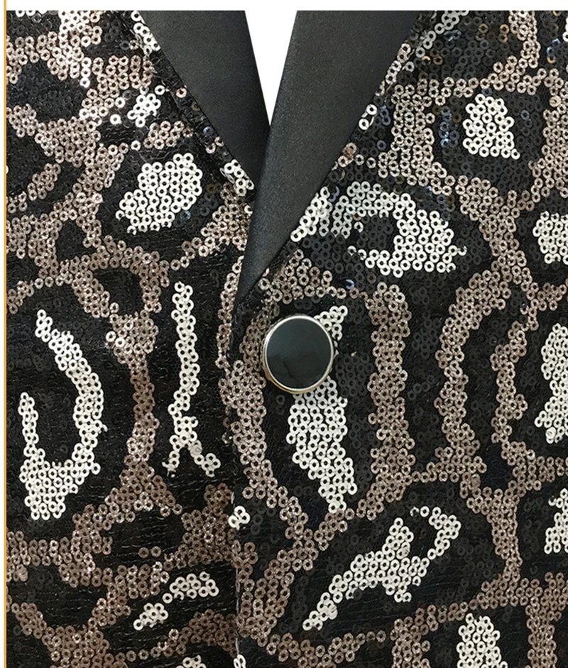 Sexy Leopard Sequins Suit Jackets Men 2023 Brand Peak Collar One Button Suit Blazers Mens Stage Prom Wedding Party Costume Homme 5