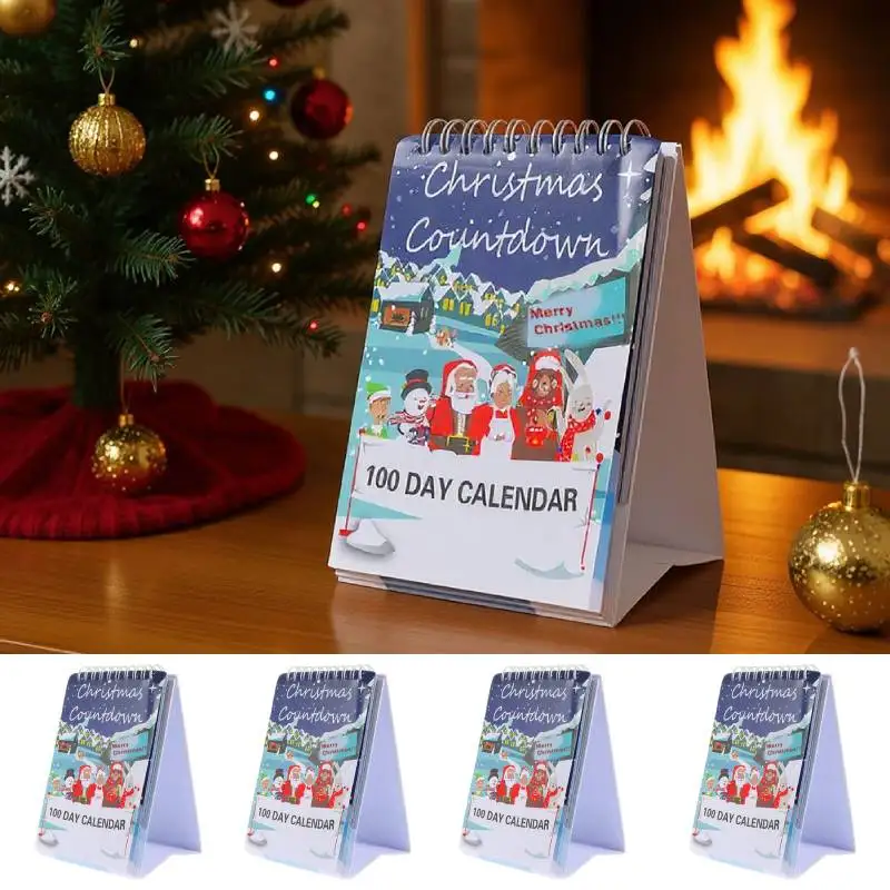 1/2/5Pcs 100 Day Christmas Countdown Calendar 2025 Desktop Tear Off Advent Calendars Home Wall Desk Calendar Decoration Gift