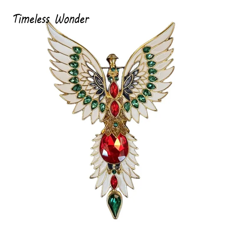 

Timeless Wonder Enamel Zircon Geo Angel Wings Brooch Pins for Women Designer Jewelry for Gown Runway Rare Luxury Gift Set 5381