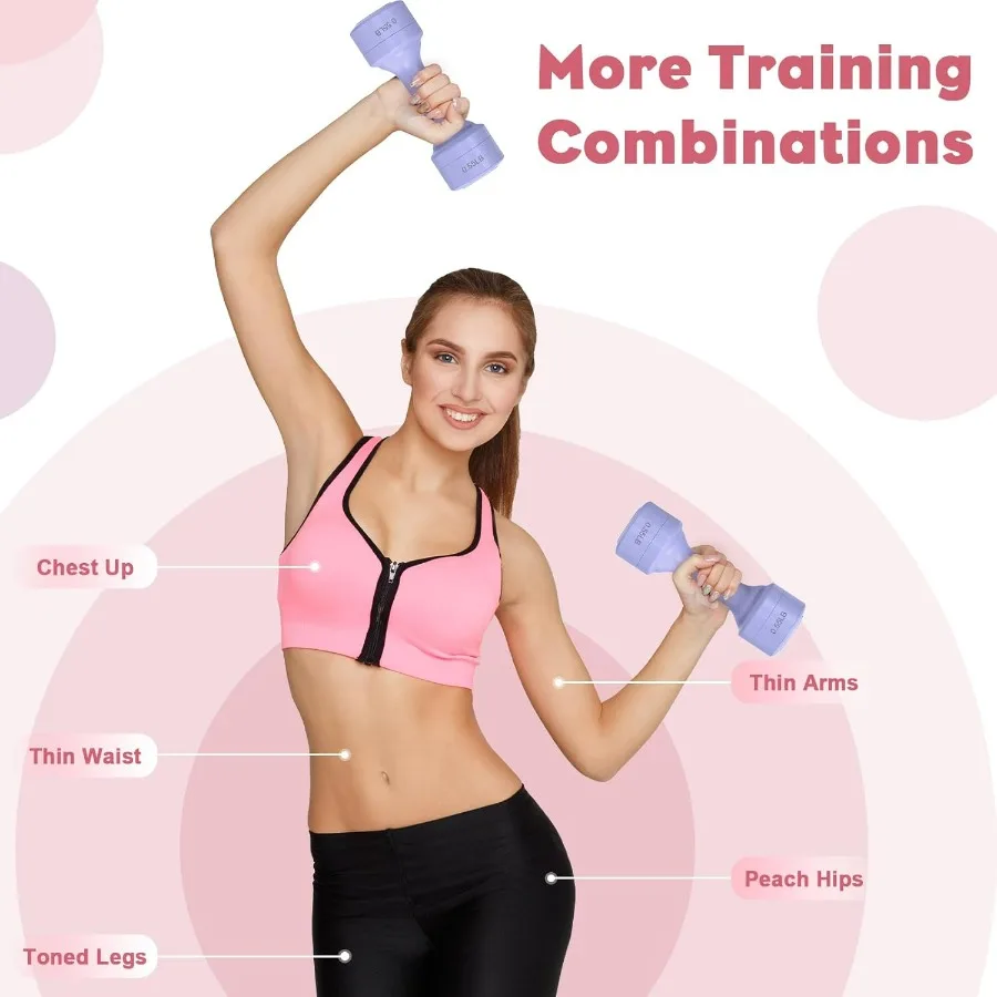 Adjustable Dumbbell Set of 2, 11Lb/Pair Weights Dumbbells for Women, Each 2.2lb, 3.3lb, 4.4lb, 5.5lb Hand Weights Set for Home G