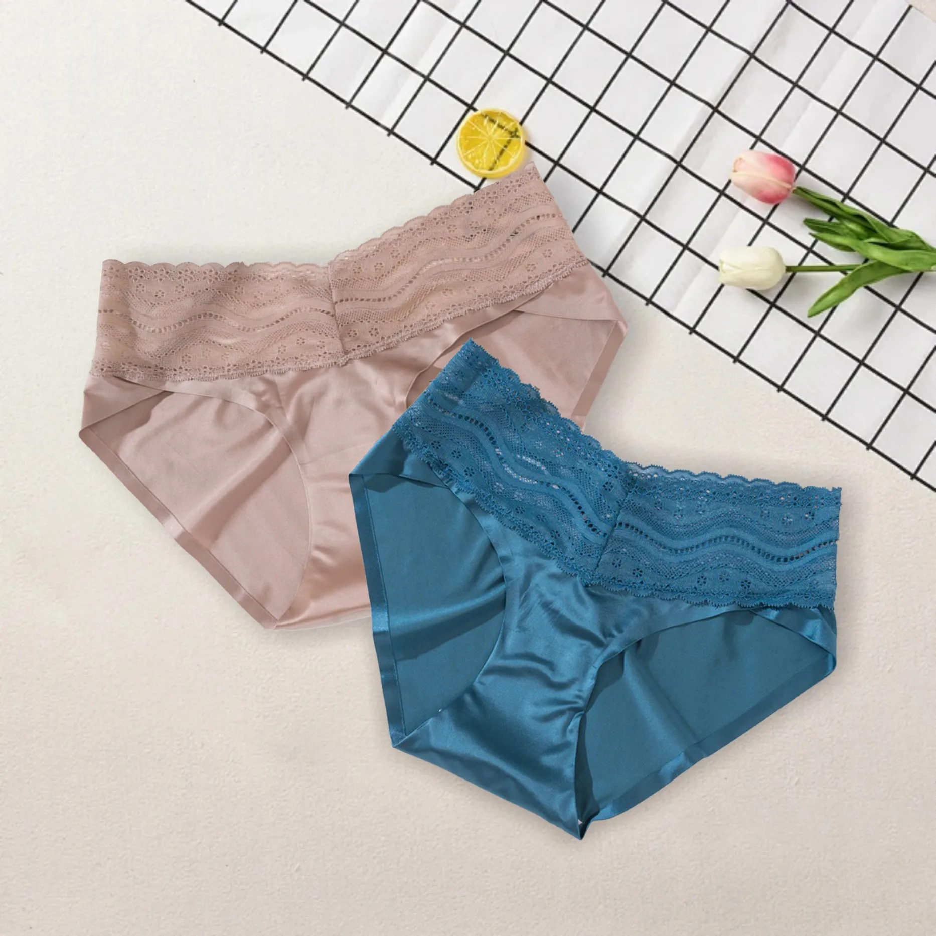 Cotton Women's Panties - Breathable Lace Trim Briefs | Antibacterial Daily Comfort