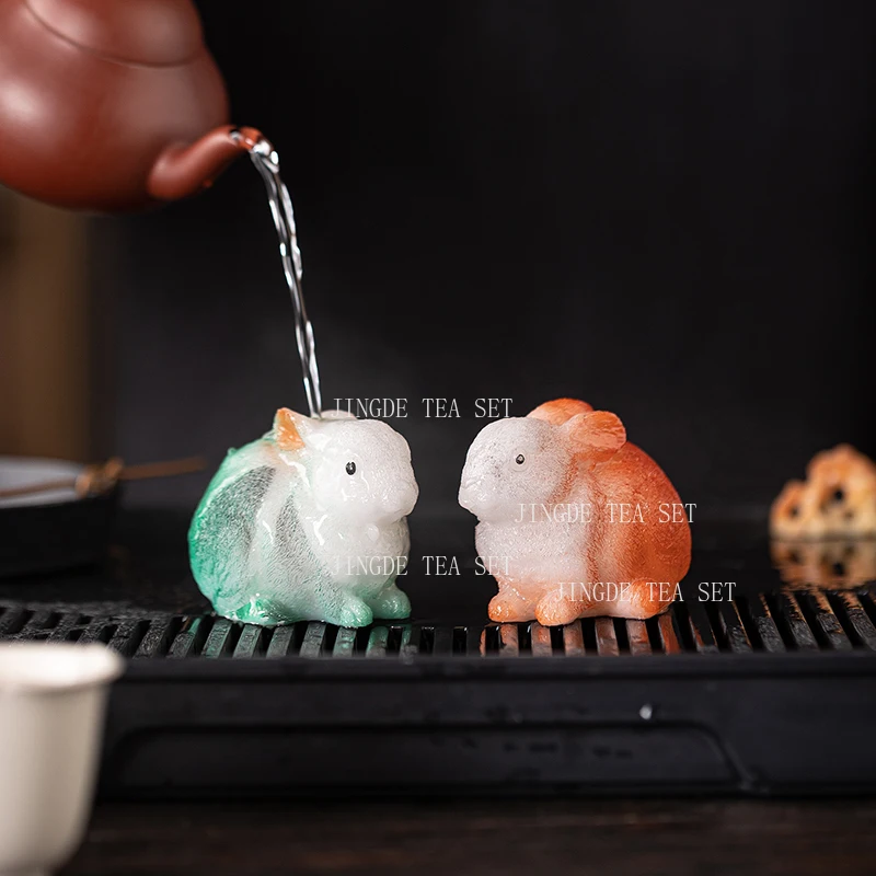 1pc Resin Color Changing Tea Pet Bubble Fish Kung Fu Tea Set Ornament Desktop Decoration Chinese Tea Ceremony Accessories