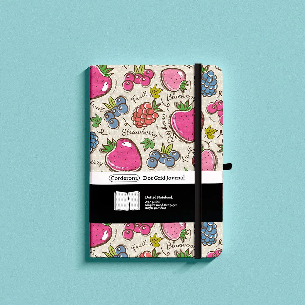 Strawberry A5 Bullet Dotted Journal Hardcover Elastic Band Planner