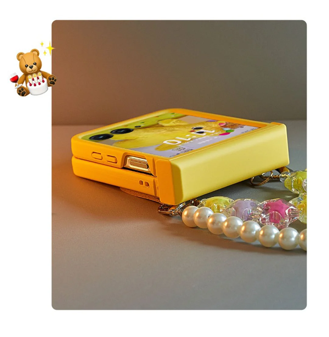 Korean Cute Solid Yellow Star Pearl Bracelet Phone Case Cover