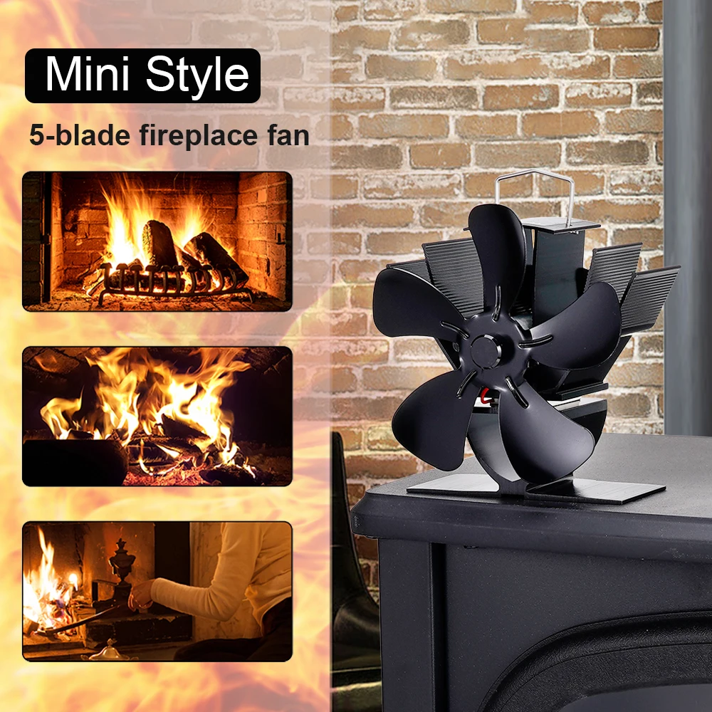 5 Blade Heat Powered Stove Fan Mini Fireplace Fan Log Wood Burner Eco-fan  Quiet Fireplace Fan Heater Efficient Heat Distribution - AliExpress