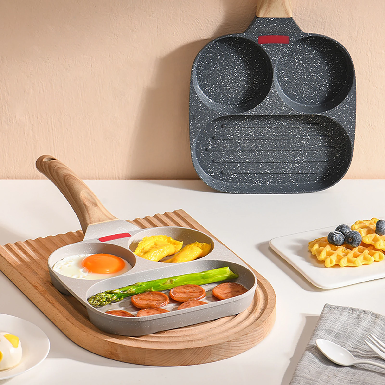 4 Hole Fried Egg Pan, Non Stick Egg Burger Pan, Breakfast Pancake Make