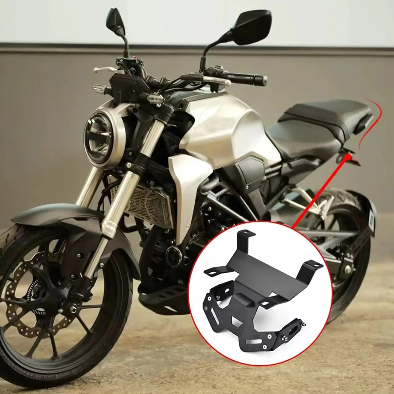 혼다 CB125R CB150R CB300R CB 125R 150R 300R 2018 2019 2020 2021 2022 용 LED 라이트가있는 오토바이 번호판 홀더 프레임
