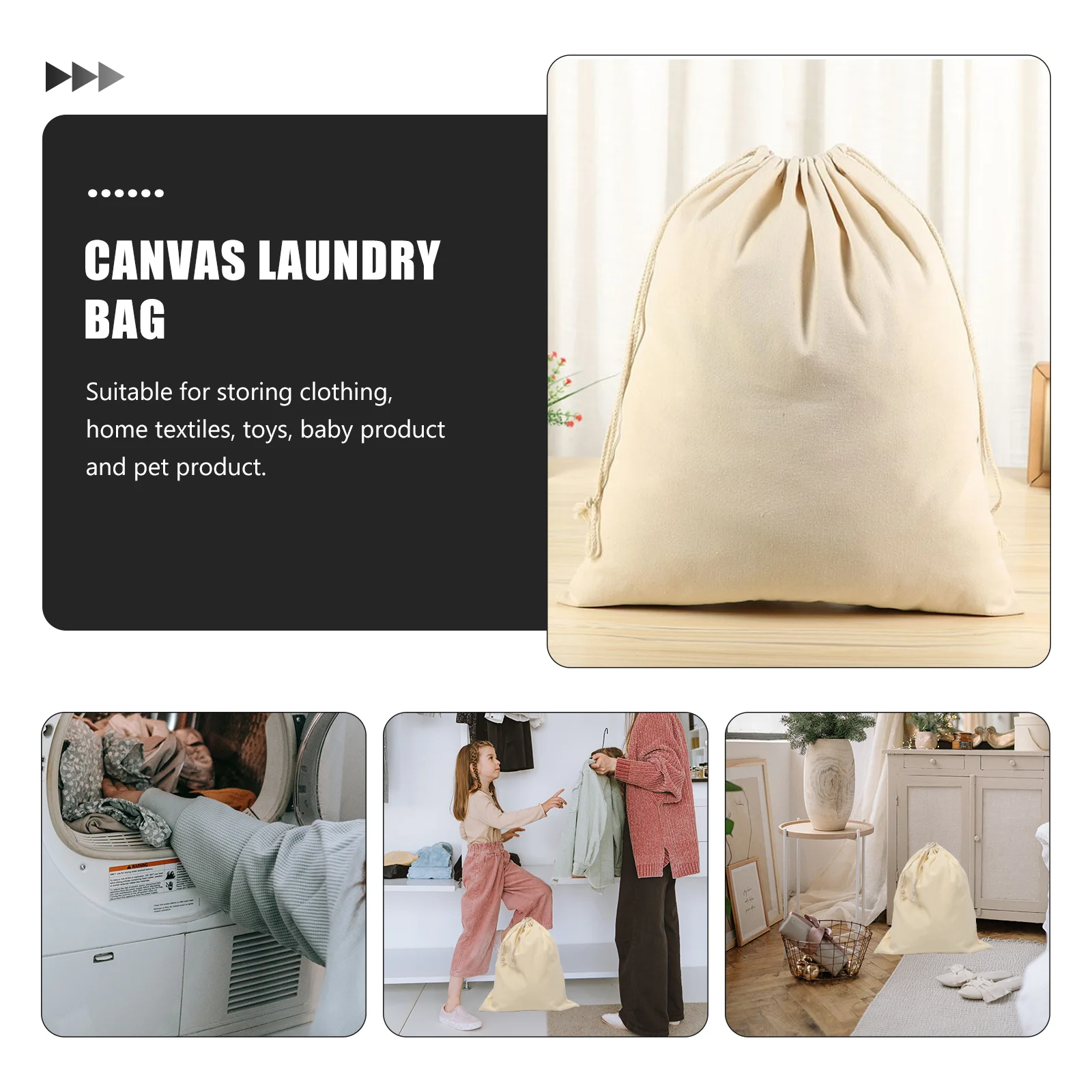 Foldable Canvas Laundry Bag Drawstring Hotel Clothes ganizer Pouch Bathroom Dirty Storage Container Travel Bag Home Textiles 6
