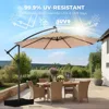 10ft Solar Lights Offset Cantilever Patio Umbrella - with Light and Base, LED Lighted Offset Hanging Patio Outdoor Market 2