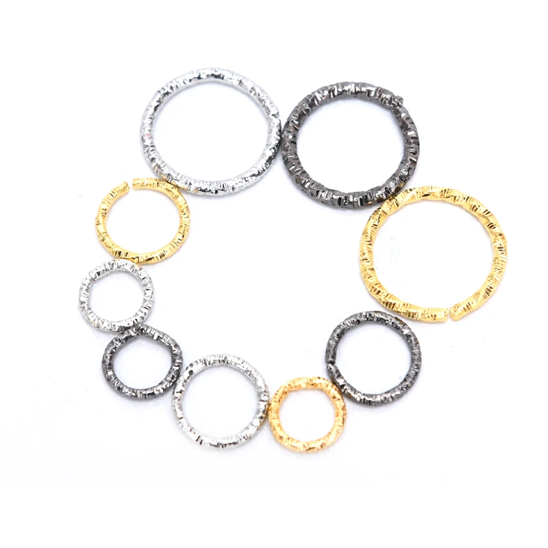50/100Pcs Round Embossing Jump Rings Silver/Gold Color 8/10/15mm Connector DIY Jewelry Making Craft Findings Supplies