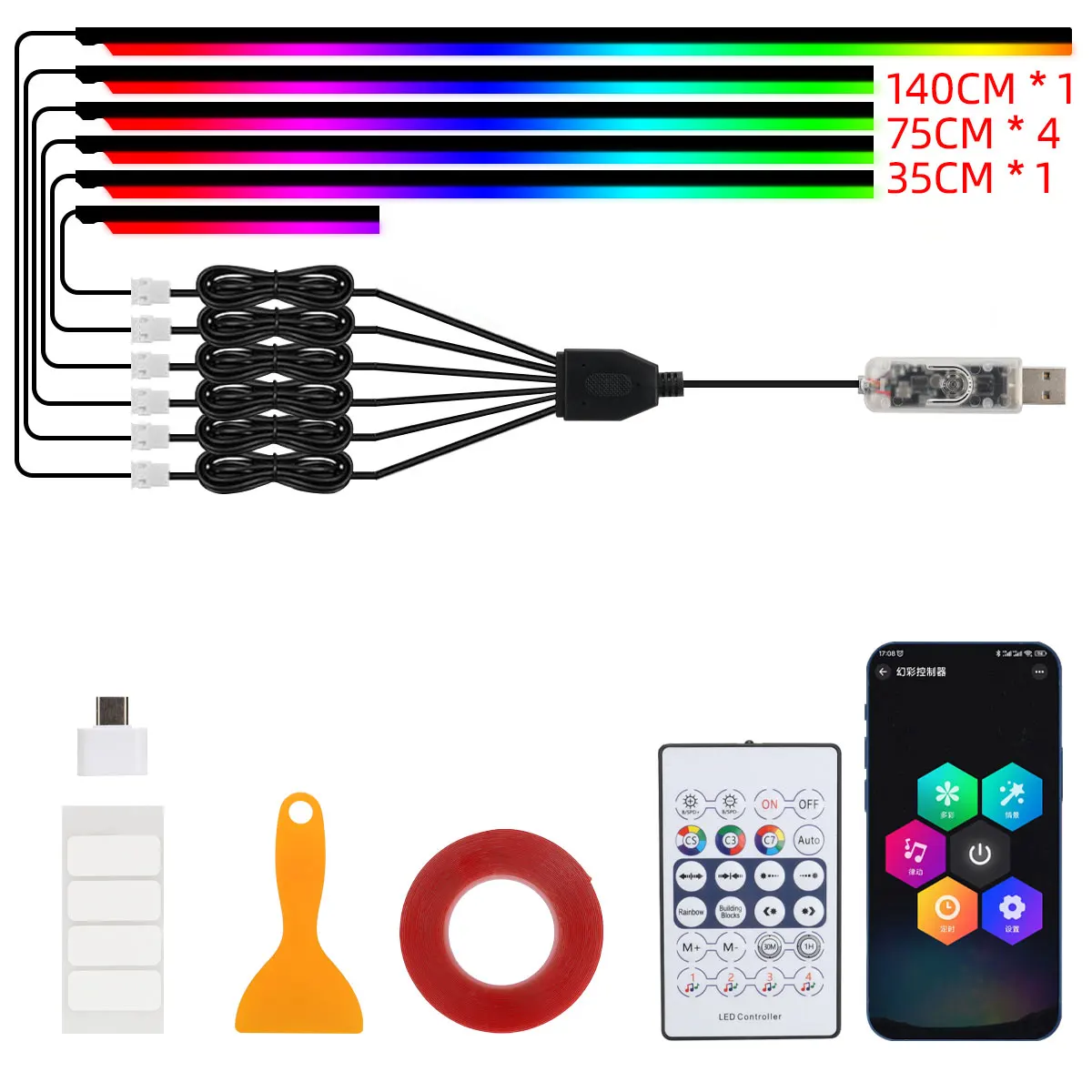 ตัวเลือกสินค้า แถบไฟ LED อะคริลิค RGB ปรับสีได้ ตกแต่งบ้าน