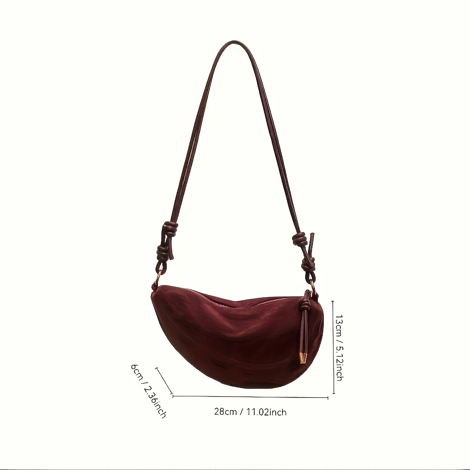 Vintage Faux Suede Women's Shoulder Crossbody Bag with Adjustable Strap, Fashionable, Durable, Perfect for Casual Evening Outing