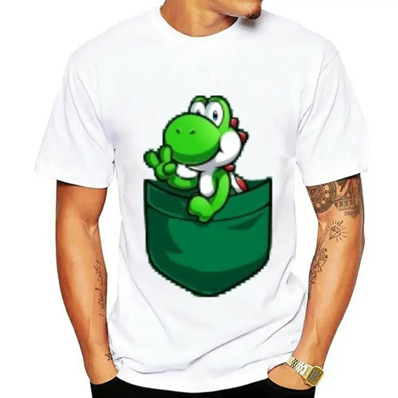100% Cotone O-Collo Maglietta Stampata Personalizzata Maglietta Da Uomo Tasca Yoshi - Yoshi T-Shirt Da Donna
