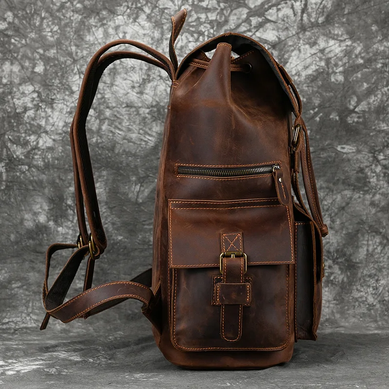 2023 New Arrivals Leather Backpack For Men Male Genuine Leather Laptop Travel Backpack 17 Inch Daypack jpg