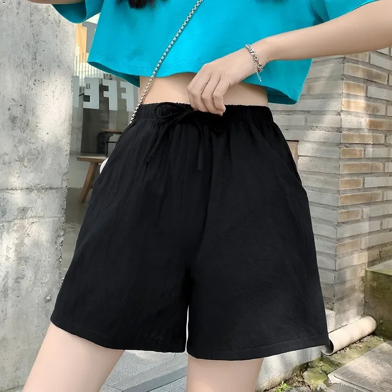 

2024 Summer Cotton Linen Shorts Women High Waist Oversize Shorts Short Pants Women Fashion Casual Sports Shorts Female S-Xxl